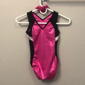 GK Other - GK Elite Aly silver foil pink leotard GK Other - GK Elite Aly silver foil pink leotard